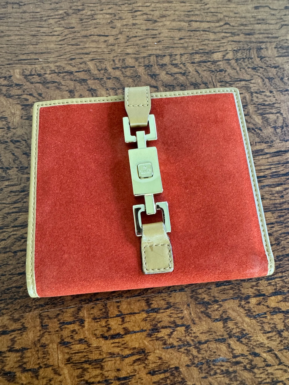 Gucci Vintage Jackie Suede Piston Lock Wallet